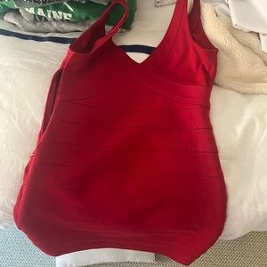 Red cotton body con dress